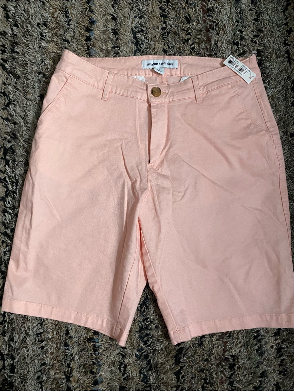 Amazon Essentials Men's Light Pink Flat Front Chino Shorts, Size 8, Brand New
